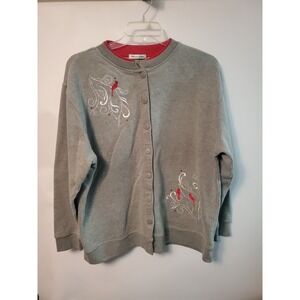 Bonnie Evans Womens Button Up Sweater Size 2X Gray Cardigan